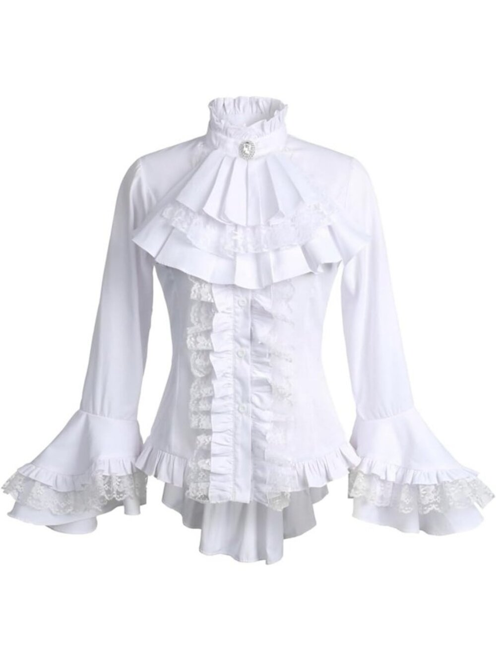 Gothic Victorian Blouse for Women Sweet Lolita Shirt High Low Irregular Ruffles